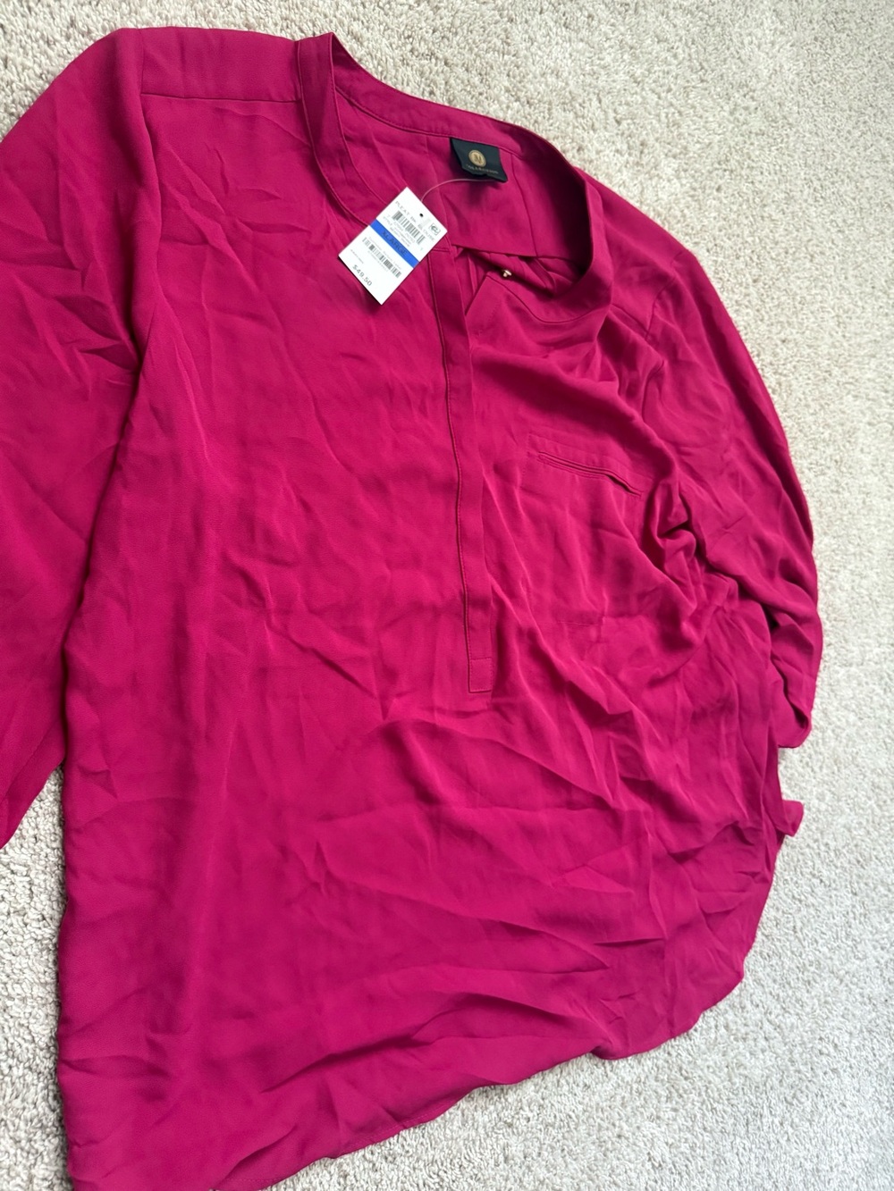NWT JM Collection XL Fuchsia Long Sleeve Blouse